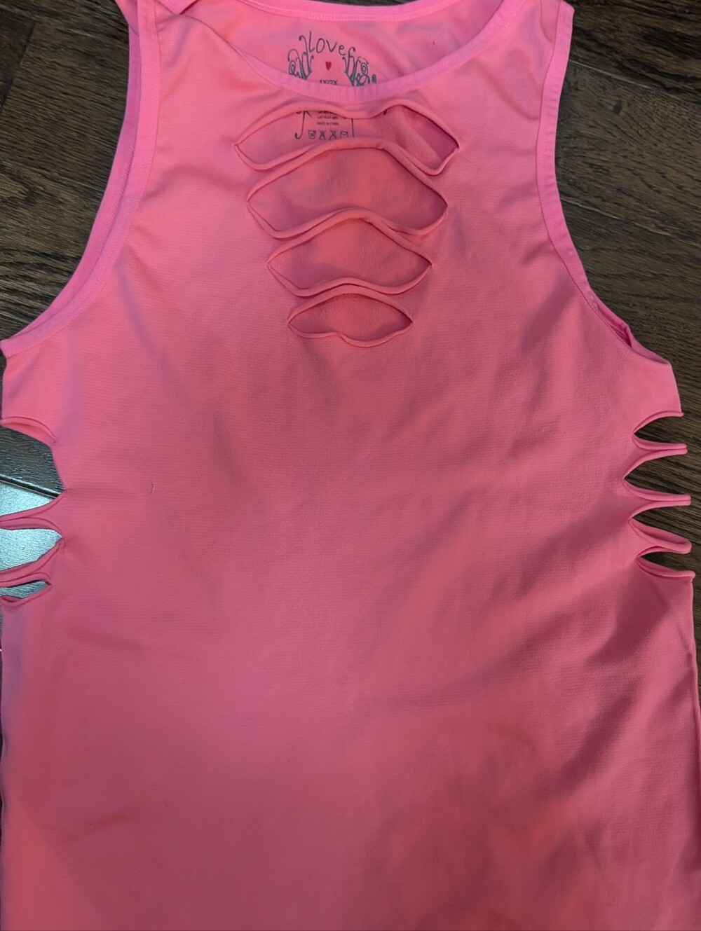 Neon Pink Ladder Cutout Tank Top